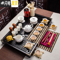 三维工匠全套茶具套装家用功夫茶具紫砂佛盘白瓷茶杯茶海茶壶大小泡茶套装 银茶圣白瓷幽雅清香套装 20件