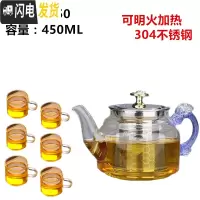 三维工匠飘逸杯泡茶壶耐热花茶杯冲茶器茶具套装蓝龙把泡茶壶玻璃过滤 (450)1壶+6个150品茗杯