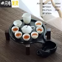 三维工匠家用紫砂功夫自动茶具套装组汝窑黑陶玻璃陶瓷石磨干泡小茶盘 20白瓷西施壶套装