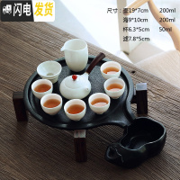 三维工匠家用紫砂功夫自动茶具套装组汝窑黑陶玻璃陶瓷石磨干泡小茶盘 19白瓷侧把壶套装