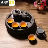 三维工匠茶具套装家用陶瓷紫砂功夫茶具潮汕整套茶壶盖碗茶杯简约茶盘茶海 黑白四大杯