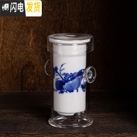 三维工匠耐热玻璃红茶泡茶器家用过虑双耳杯花茶壶冲茶器大号功夫茶具套装 陶瓷内胆《荷花》玻璃双耳壶