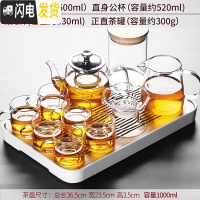 三维工匠玻璃茶具套装功夫茶杯透明简约现代日式可高温喝红茶小泡茶 18白琴旋盘+广寒壶+直身公杯+清羽茶漏+正直茶罐+6杯