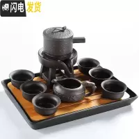 三维工匠 半全自动懒人泡茶器现代家用茶具套装石磨陶瓷茶壶功夫茶杯 3大长方黑-禅龙紫砂石磨自动茶具