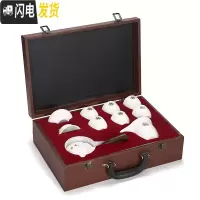 三维工匠紫不语 家用羊脂玉功夫茶具套装白瓷茶具整套带礼盒送礼茶具 10头侧把壶描金茶具-带礼盒