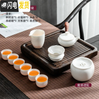 三维工匠玉瓷功夫茶具办公室会客厅茶杯套装家用礼盒装简约茶盘现代高端 描金白瓷铡把壶12件套装礼盒装