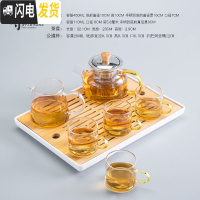 三维工匠功夫茶具套装家用客厅简约可高温加厚日式玻璃茶壶茶杯茶盘小茶台 听云小茶盘+B款一壶四杯