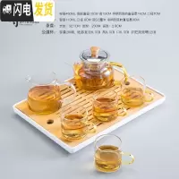 三维工匠功夫茶具套装家用客厅简约可高温加厚日式玻璃茶壶茶杯茶盘小茶台 听云小茶盘+B款一壶四杯