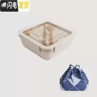 三维工匠简约日式小麦秸秆便当盒可微波炉加热分格饭盒学生上班族餐盒套装 1100饭盒+布袋