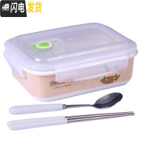 三维工匠少女心饭盒便当盒分格陶瓷碗带盖微波炉专用可加热学生上班族可爱 长颈鹿(方盒+筷匙)