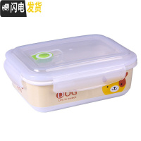 三维工匠少女心饭盒便当盒分格陶瓷碗带盖微波炉专用可加热学生上班族可爱 狗狗(方盒无筷匙)