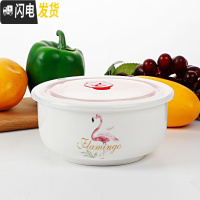 三维工匠国美5/6英寸保鲜碗冰箱微波炉饭盒保鲜盒密封碗大号泡面碗 火烈鸟(6英寸)