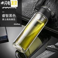 三维工匠双层泡茶杯子茶水分离杯耐热过滤旅行家用便携随手玻璃杯创意车载