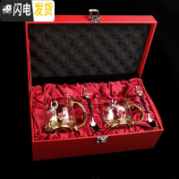 三维工匠珐琅彩水晶花茶杯随手水杯玻璃杯子家用欧式咖啡杯带把盖勺礼盒装