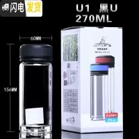 三维工匠男士单层玻璃杯茶杯大容量加厚无色透明水杯 高硼硅玻璃茶杯