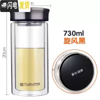 三维工匠超大容量双层玻璃杯耐隔热带盖泡茶杯男士加厚家用保温水杯子