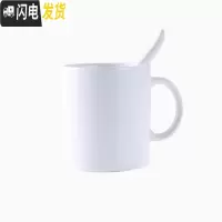 三维工匠欧式陶瓷黑色哑光大容量马克杯子创意简约磨砂咖啡杯带勺水杯