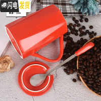 三维工匠杯子陶瓷潮流咖啡杯带盖勺创意大容量个性马克杯男女情侣水杯家用