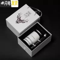 三维工匠伴手ins北欧风咖啡牛奶水杯礼盒装情侣杯子陶瓷带盖勺马克杯