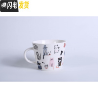 三维工匠猫咪杯咖啡杯燕麦片杯子带勺盖可微波炉牛奶早餐杯茶杯水杯陶瓷杯马克杯