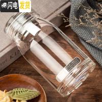 三维工匠玻璃杯便携水晶简约男女单层耐热随手带盖大容量茶杯水杯子