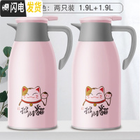 三维工匠保温水壶大容量家用小型便携保温瓶玻璃内胆小暖壶保温杯保暖水瓶 [豆粉]1.9+1.9