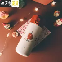 三维工匠原创保温杯316不锈钢女弹跳盖水杯便携学生轻量圣诞红 姜饼熊350316不锈钢—