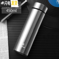 三维工匠网红保温杯女男士学生便携水杯500大容量304不锈钢商务茶杯定制 本色