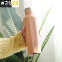 三维工匠韩国大容量保温杯不锈钢女学生男士便携方形水杯简约个性清新文艺 六角粉色500