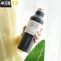 三维工匠韩国大容量保温杯不锈钢女学生男士便携方形水杯简约个性清新文艺 六角黑色500