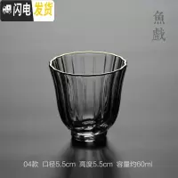 三维工匠描金边耐热锤纹透明玻璃品茗杯主人杯个人小茶杯日式功夫茶具 金边04