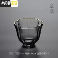 三维工匠描金边耐热锤纹透明玻璃品茗杯主人杯个人小茶杯日式功夫茶具 金边03