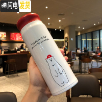 三维工匠保温杯可爱创意萌水杯女韩国清新网红学生简约不锈钢杯子个性潮流 红色红帽熊500