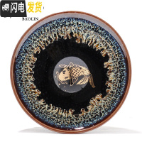 三维工匠建阳功夫茶杯陶瓷茶盏单个主人杯小品茗杯天目纯手工家用 建盏杯-象牙黄-锦鲤-礼盒装