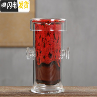三维工匠功夫茶具零配青花瓷紫砂茶杯茶漏茶宠公道杯茶海陶瓷功夫茶杯6个 窑变红双耳玻璃壶