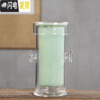 三维工匠青瓷茶具陶瓷粗陶杯子功夫品茗杯建盏茶碗主人杯单杯6个斗笠 青瓷绿双耳玻璃壶