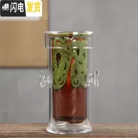 三维工匠功夫茶具零配青花瓷紫砂茶杯茶漏茶宠公道杯茶海陶瓷功夫茶杯6个 窑变绿双耳玻璃壶