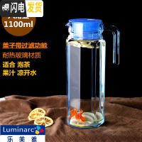 三维工匠水壶家用冷水壶玻璃大容量耐热凉水杯可高温果汁壶套装防爆 蓝1.1八角(送刷+垫)凉水壶