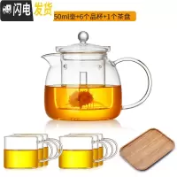 三维工匠玻璃煮茶壶可高温大号普洱泡茶壶家用电陶炉烧水壶茶具套装 壶+6个品杯+大茶盘
