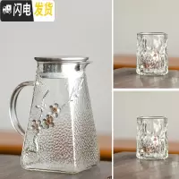 三维工匠冷水壶玻璃可高温家用茶壶套装大容量凉水壶水杯扎壶加厚白开水壶 梅花冷水壶1.2+2梅花水杯