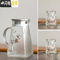 三维工匠冷水壶玻璃可高温家用茶壶套装大容量凉水壶水杯扎壶加厚白开水壶 梅花冷水壶1.5+2梅花水杯