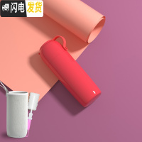 三维工匠保温杯女男学生便携简约大容量水杯刻字情侣带盖可喝水杯子 玫红色