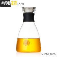 三维工匠 玻璃凉水壶家用可高温水瓶套装玻璃茶壶大容量果汁冷水壶 1800(4~6人用)茶具