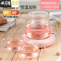 三维工匠耐热玻璃杯茶壶煮泡茶壶过滤茶具大小家用花茶杯玻璃壶套装 小花壶(配2个小花杯)粉色甜甜圈