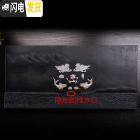 三维工匠变色石茶盘功夫茶具整块乌金石茶台家用简约石茶托中式茶海 高山流水鸳鸯80*38*3CM送桶
