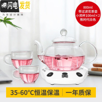三维工匠耐热玻璃泡花茶壶套装家用泡茶壶花茶茶具套装带过滤茶具杯子 圆壶800+熊时代白+2个小资杯