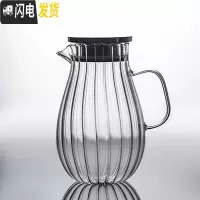 三维工匠玻璃凉水壶可高温家用大容量杯防爆扎壶果汁凉白开茶壶套装冷水壶 玻璃花瓣壶1.6茶具