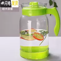 三维工匠冷水壶大容量玻璃可高温凉白开水杯茶壶套装家用果汁壶防爆凉水壶 绿色超大容量(2800)