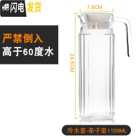 三维工匠耐热玻璃冷水壶高温防爆家用大容量水瓶凉白开水杯茶壶套装凉水壶 款条子1.1可装小于60度水