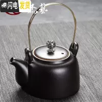 三维工匠手工提梁壶过滤泡茶壶大号陶瓷粗陶壶家用手抓壶日式创意功夫茶壶 古陶[茶壶]圆梁壶黑禅茶具